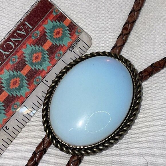 BRONZE Large Faux Opal Wedding Formal Groom Dad Son Western Southwest Bolo tie - Picture 16 of 16